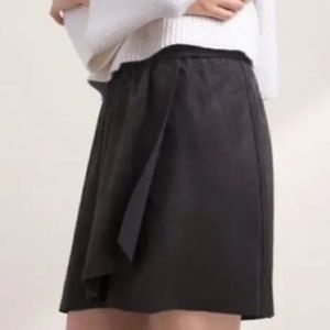 Aritizia Wilfred Free Black Faux Suede Wrap Mini Skirt XXS